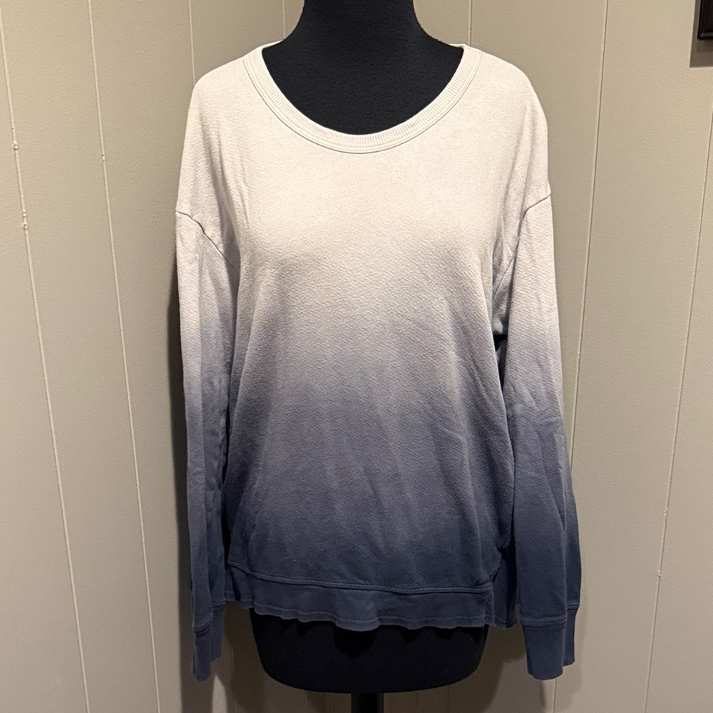 Wilt Small Ombre Gray and Blue Crew Neck Sweater Relaxed Fit Lounge